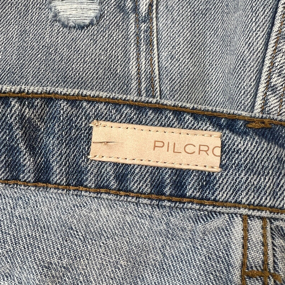 Anthropologie Pilcro High Rise Patchwork Raw Hem Cut Off Jean Shorts 27 - Picture 5 of 8